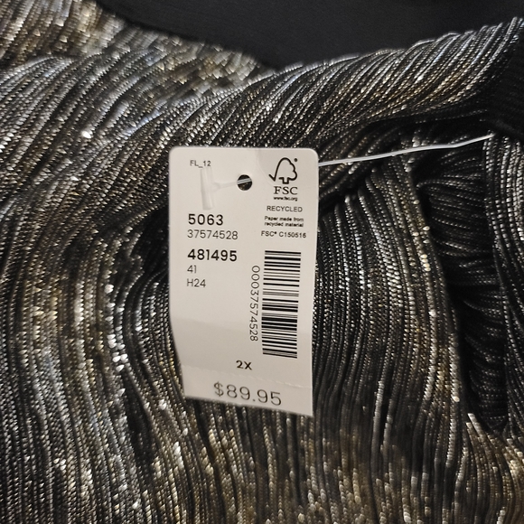 Penningtons Metallic Silver Wide Leg Pants with Textured Fabric - Picture 6 of 10